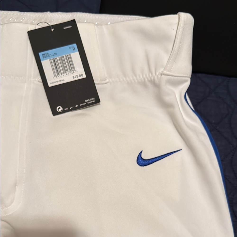 Nike Men's White Baseball Pants w/ Royal stripe size Medium